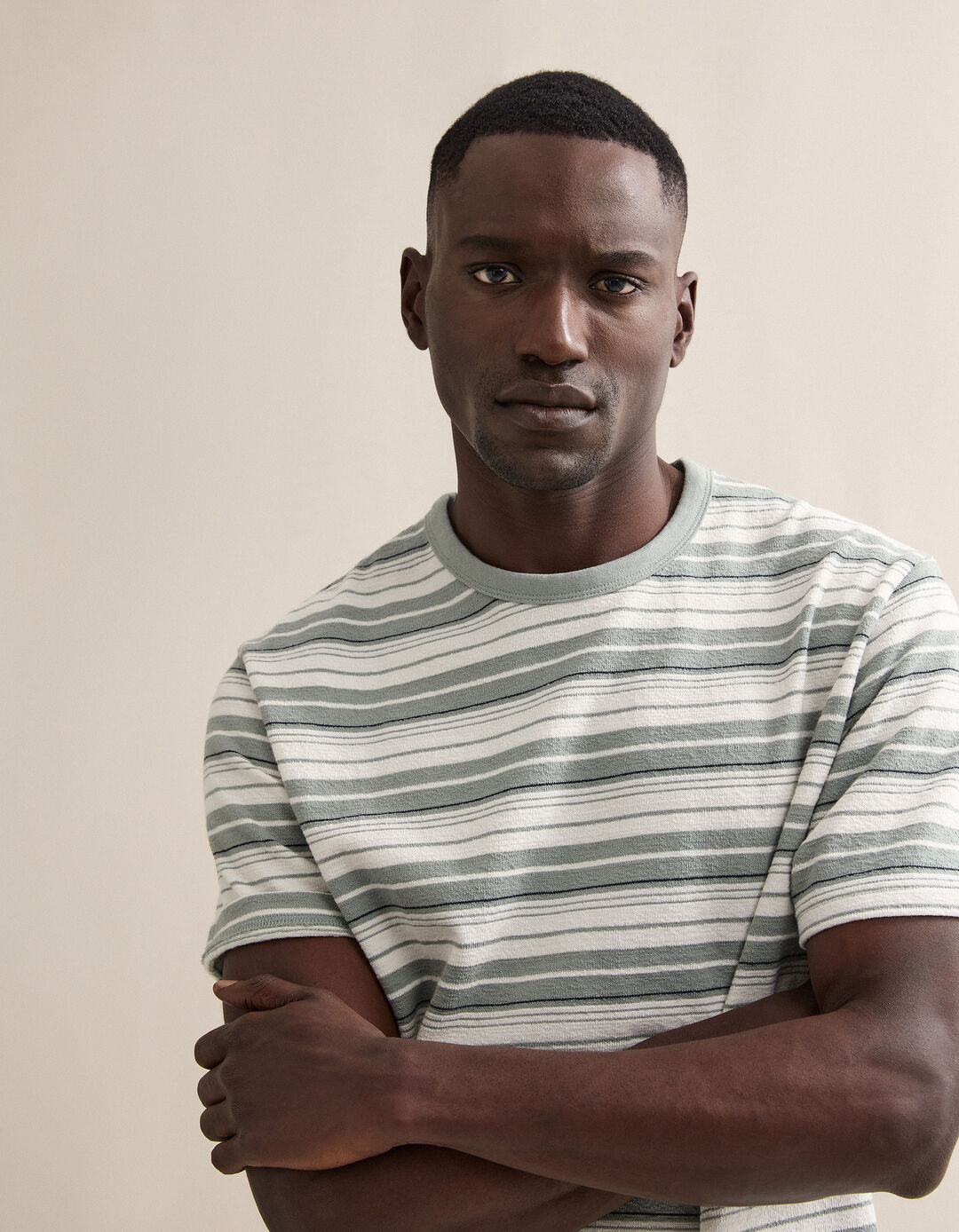 T-shirt Riscas, Homem, Verde Claro