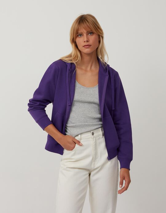 Basic Hooded Jacket, Women, Purple