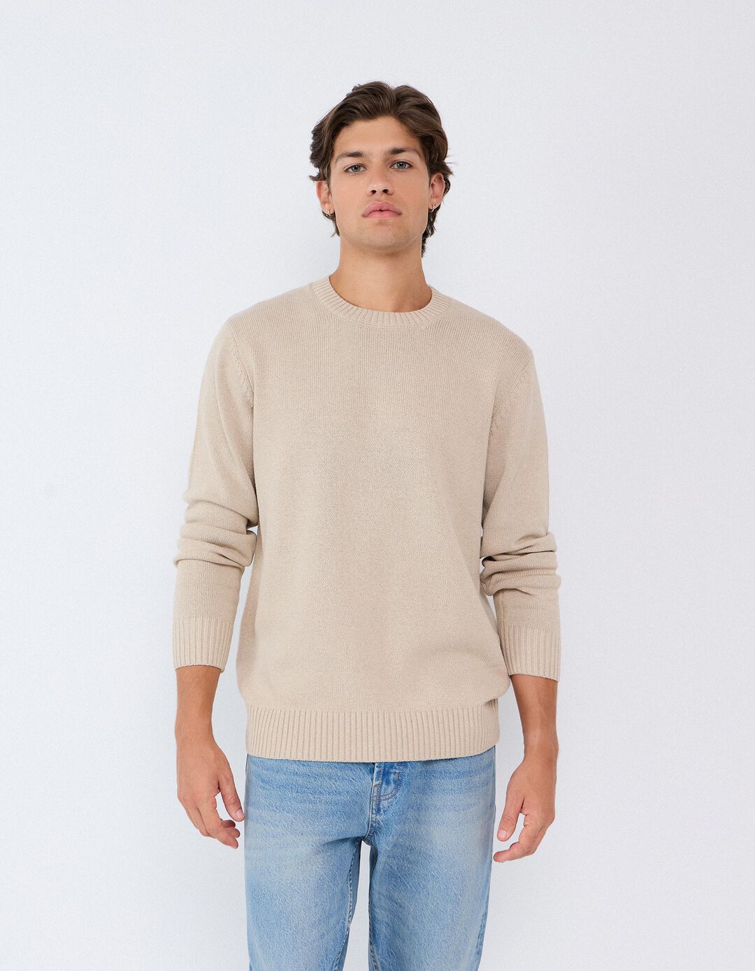 Camisola De Malha, Homem, Bege