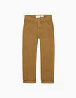 Chino Trousers in Cotton Twill for Boys 'Slim Fit', Camel