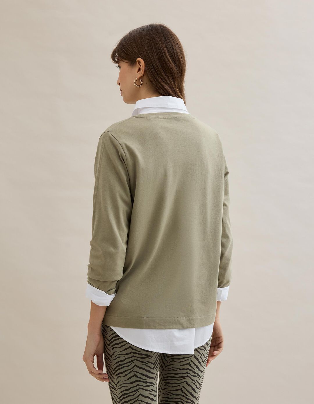 T-shirt Manga Comprida, Mulher, Verde