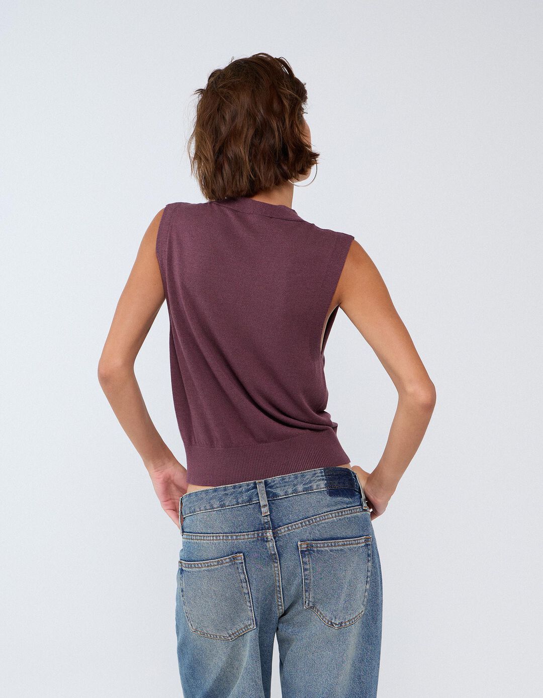 Colete Com Caxemira, Mulher, Roxo Escuro