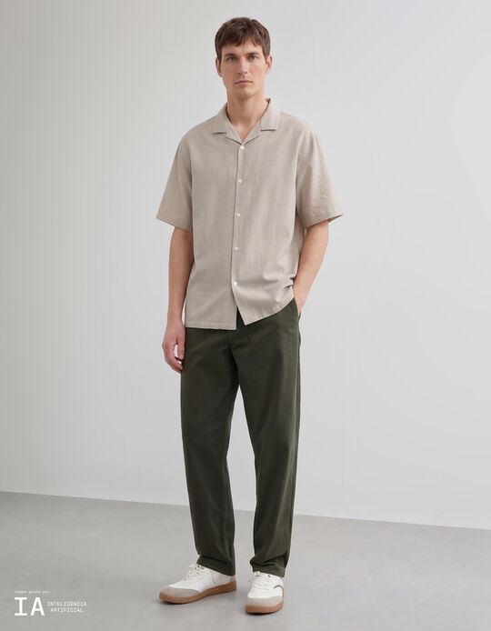 Comprar Online Camisa com Linho, Homem, Bege