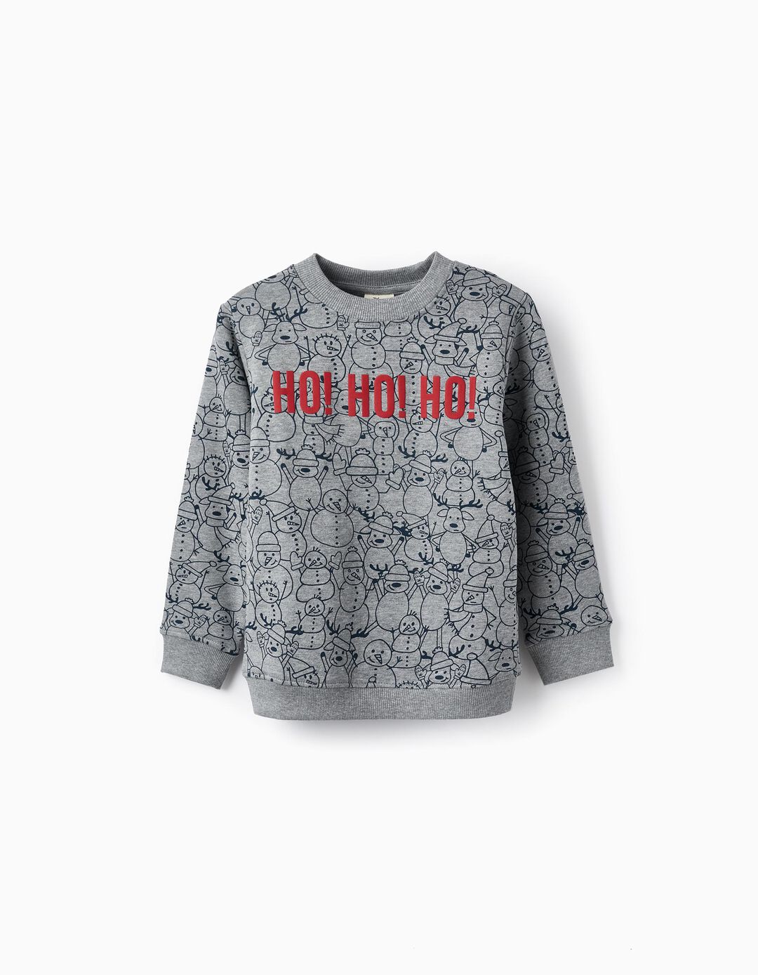 Cotton Sweatshirt for Boys 'Ho! Ho! Ho!', Grey