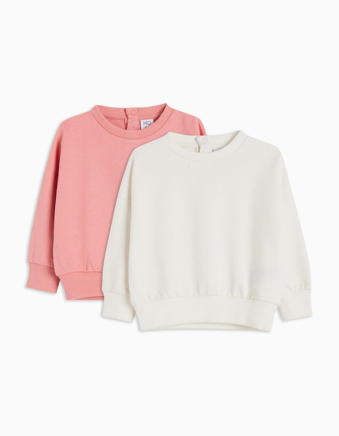 Pack 2 Plush Sweatshirts, Baby Girl, White/Pink