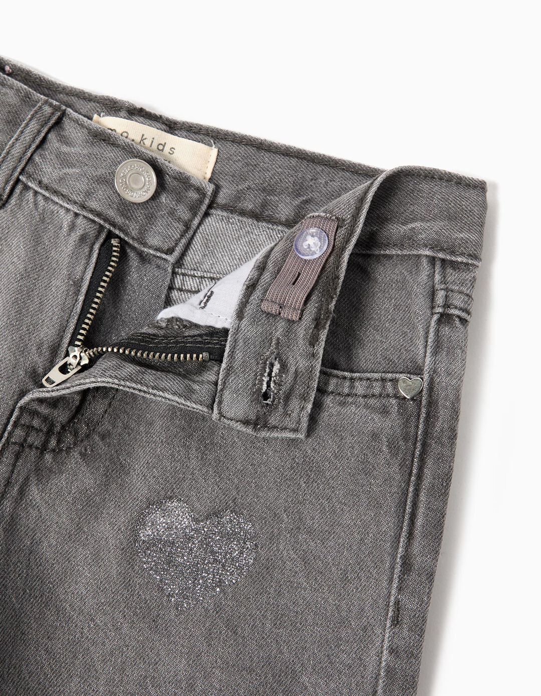 Calças de Ganga Wide Leg, Menina, Cinzento Escuro