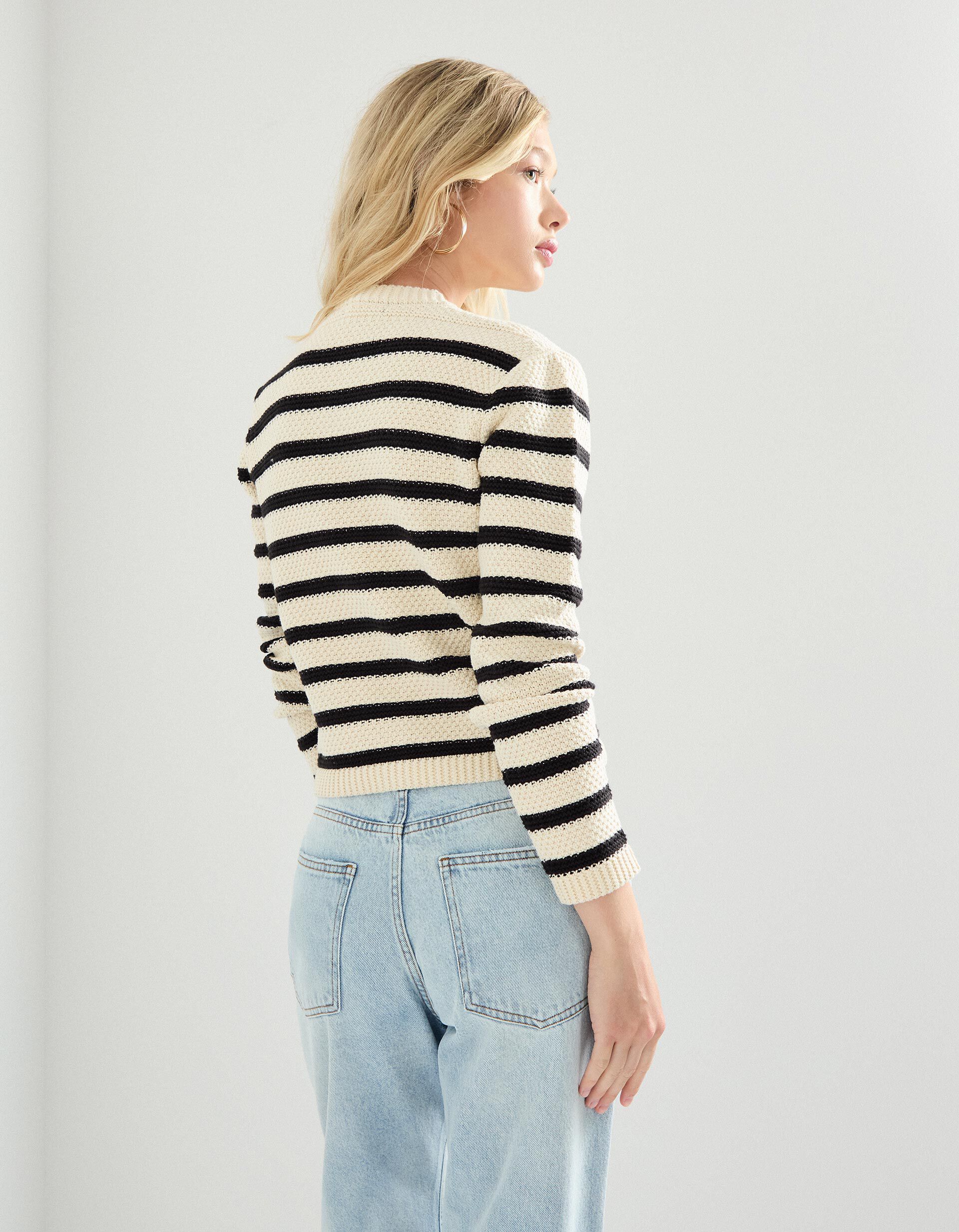 Comprar Online Casaco de Malha Riscas, Mulher, Preto