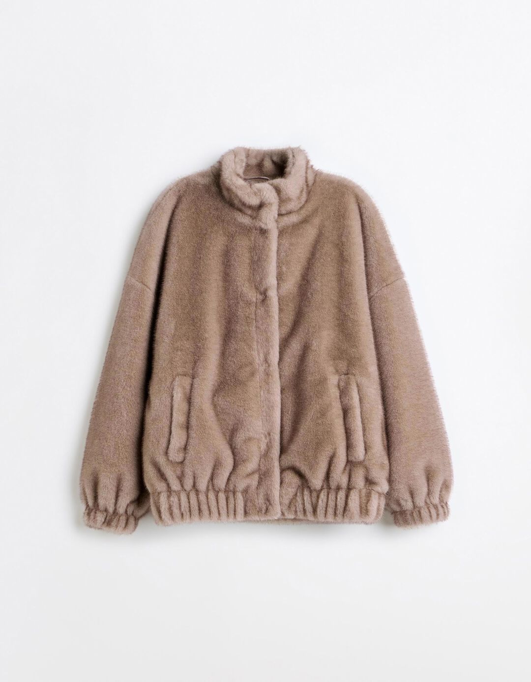 Bomber Efeito Pelo, Mulher, Castanho