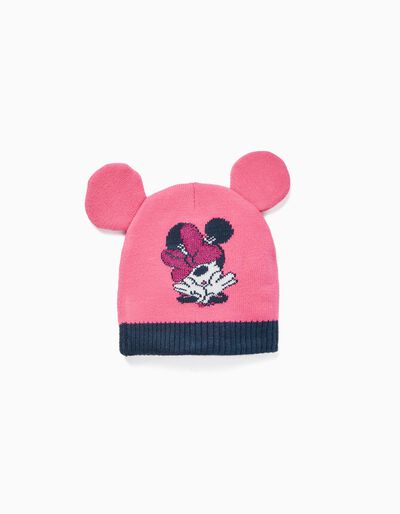 Beanie with Ears for Baby Girls 'Minnie', Pink/Dark Blue