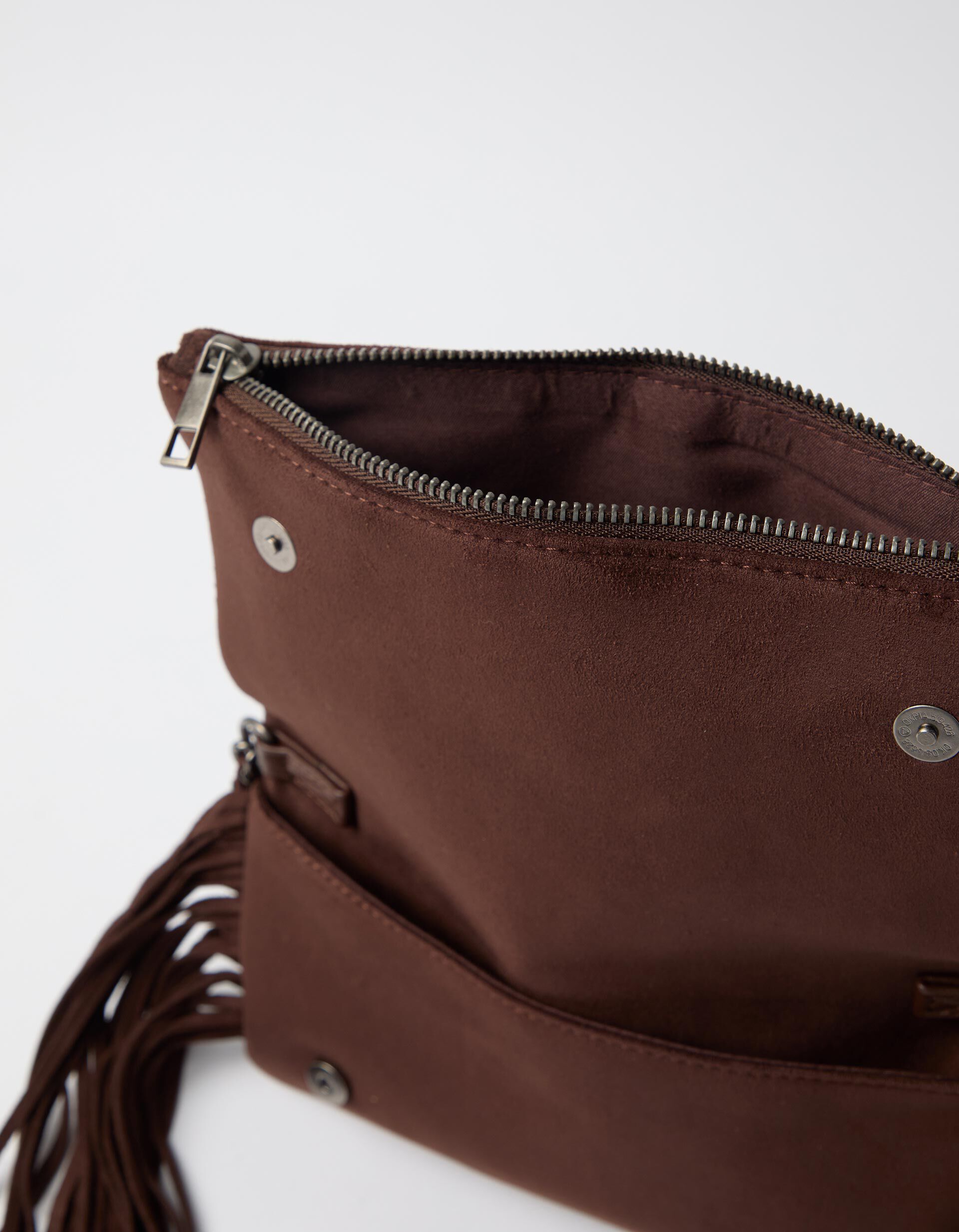 Comprar Online Mala Tiracolo Com Franjas E Tachas, Mulher, Castanho