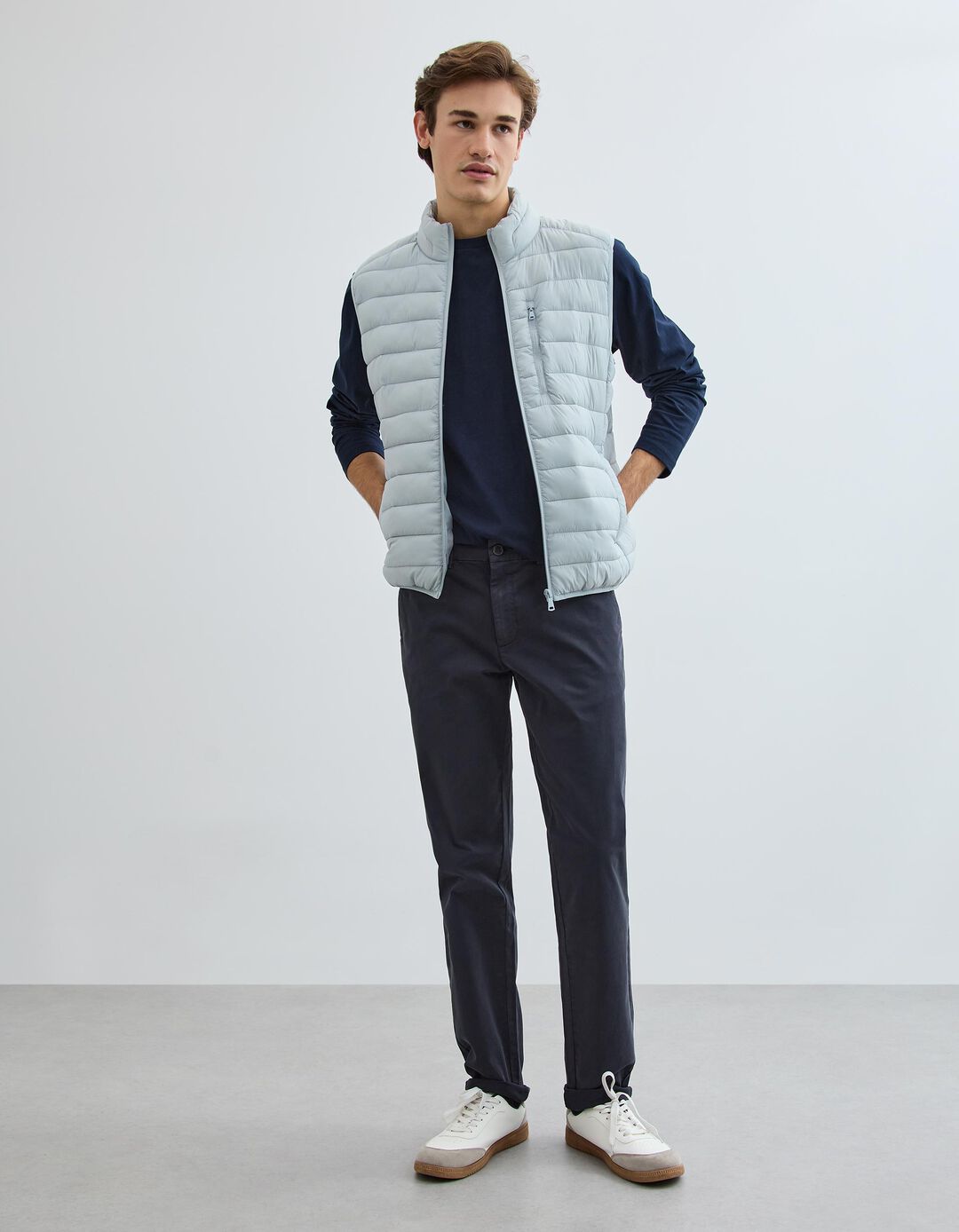 Calças Chino Slim, Homem, Azul Escuro