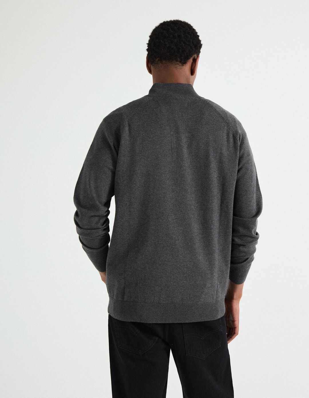 Camisola de Malha Fecho de Correr, Homem, Cinzento Escuro