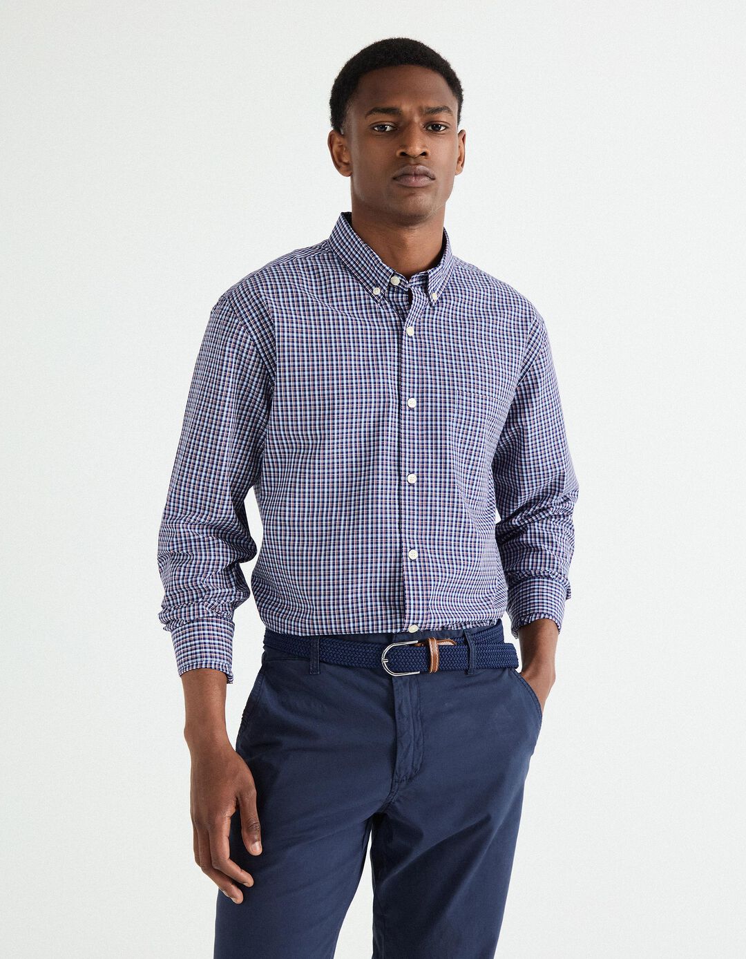 Camisa de Xadrez, Homem, Azul Escuro 