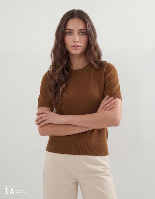 Comprar Online Camisola de Malha, Mulher, Bege Escuro