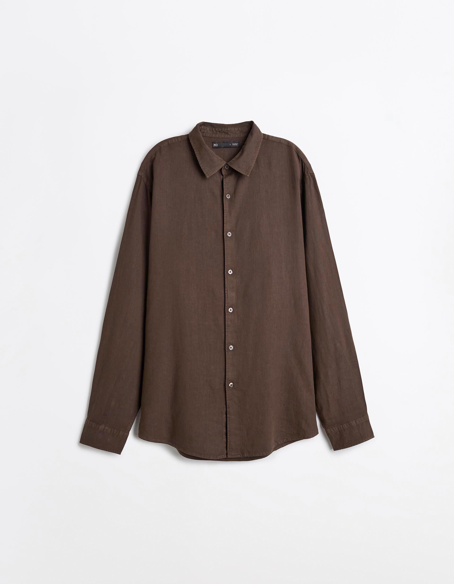 Comprar Online Camisa com Linho, Homem, Castanho