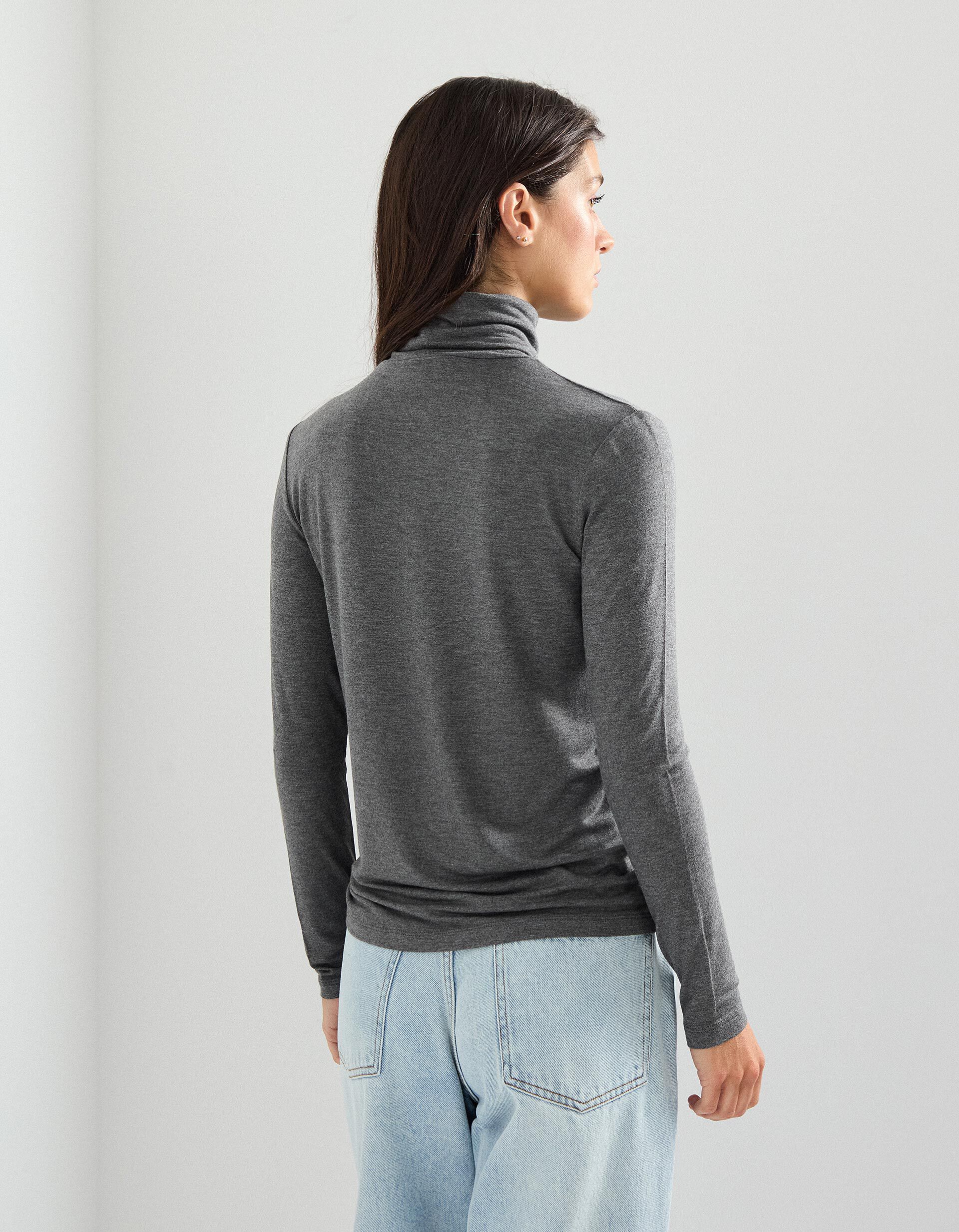 Comprar Online Camisola com Gola Alta, Mulher, Cinzento