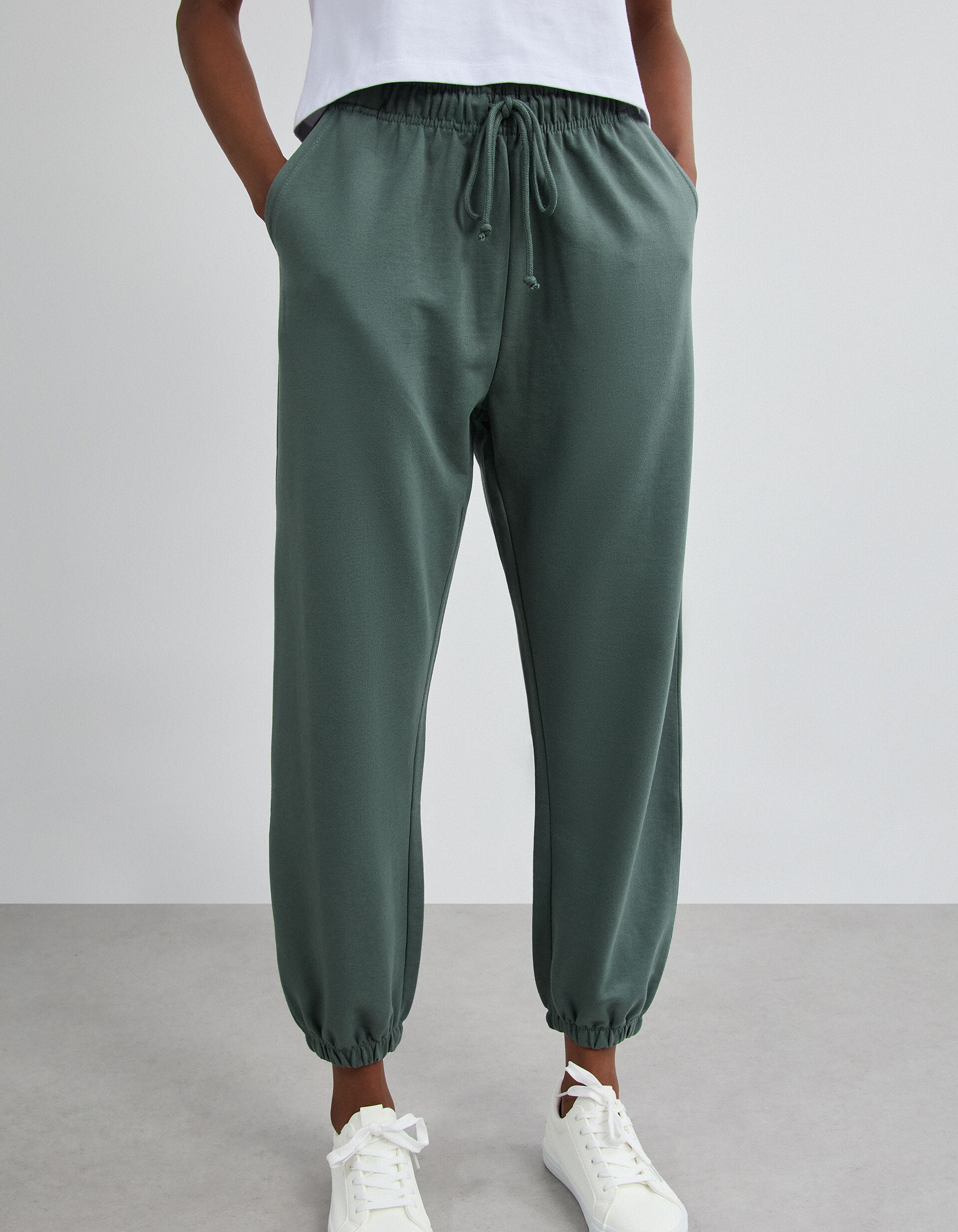 Comprar Online Cal&ccedil;as Jogger De Felpa, Mulher, Verde Escuro