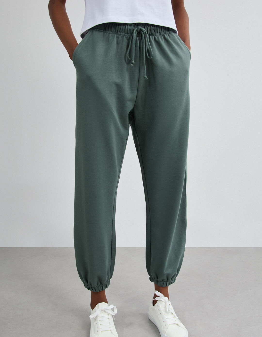 Cal&ccedil;as Jogger De Felpa, Mulher, Verde Escuro