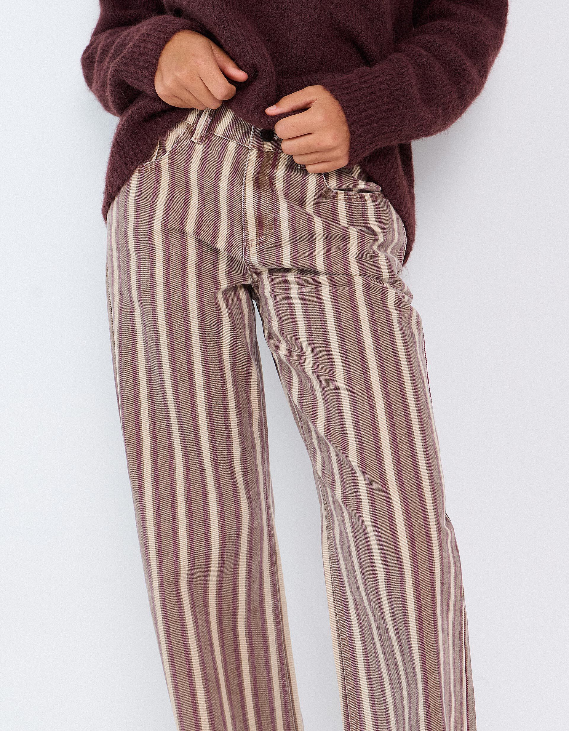 Comprar Online Cal&ccedil;as De Ganga Wide Leg &Agrave;s Riscas, Mulher, Rosa