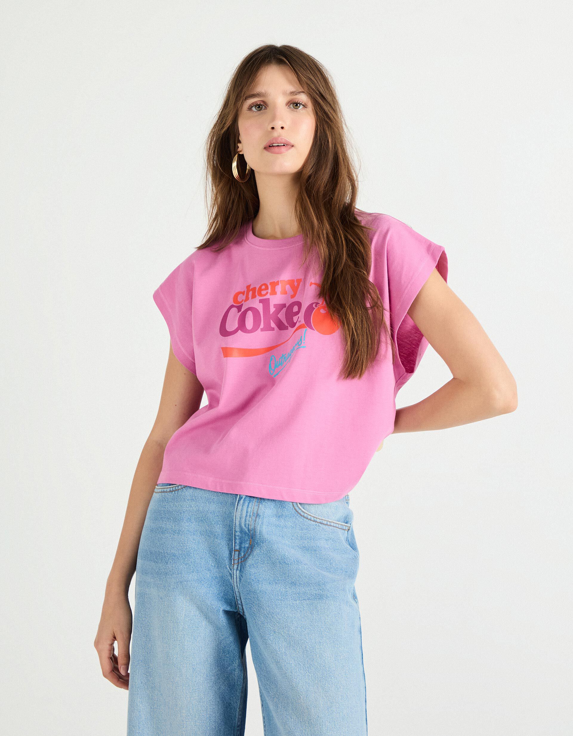 Comprar Online T-shirt Cropped 'Coca-Cola', Mulher, Rosa 