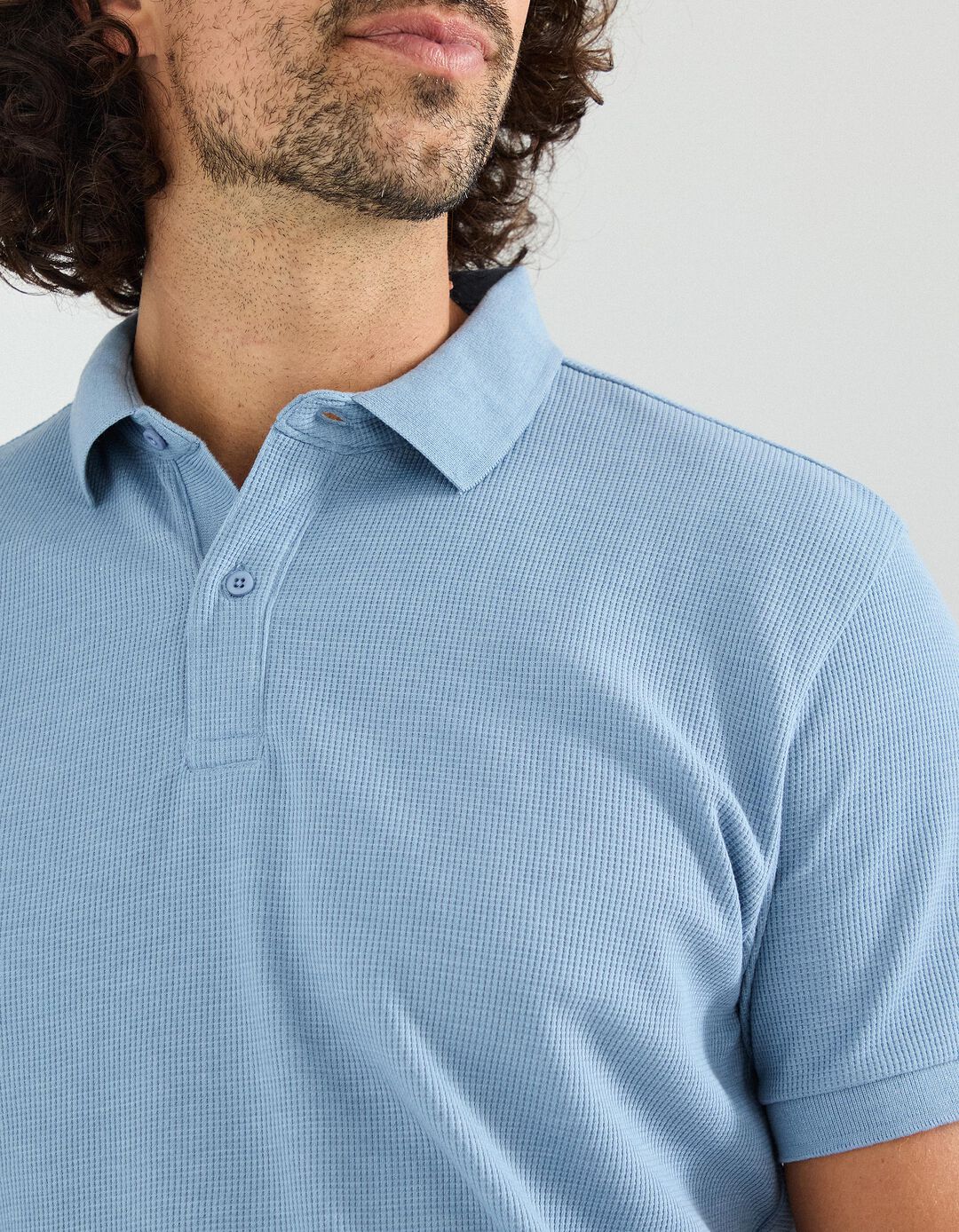 Polo Waffle, Homem, Azul 