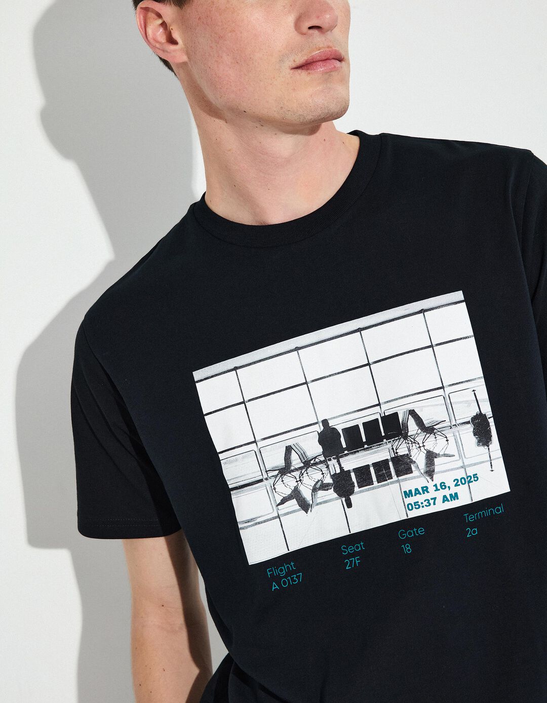 T-shirt Estampado, Homem, Preto