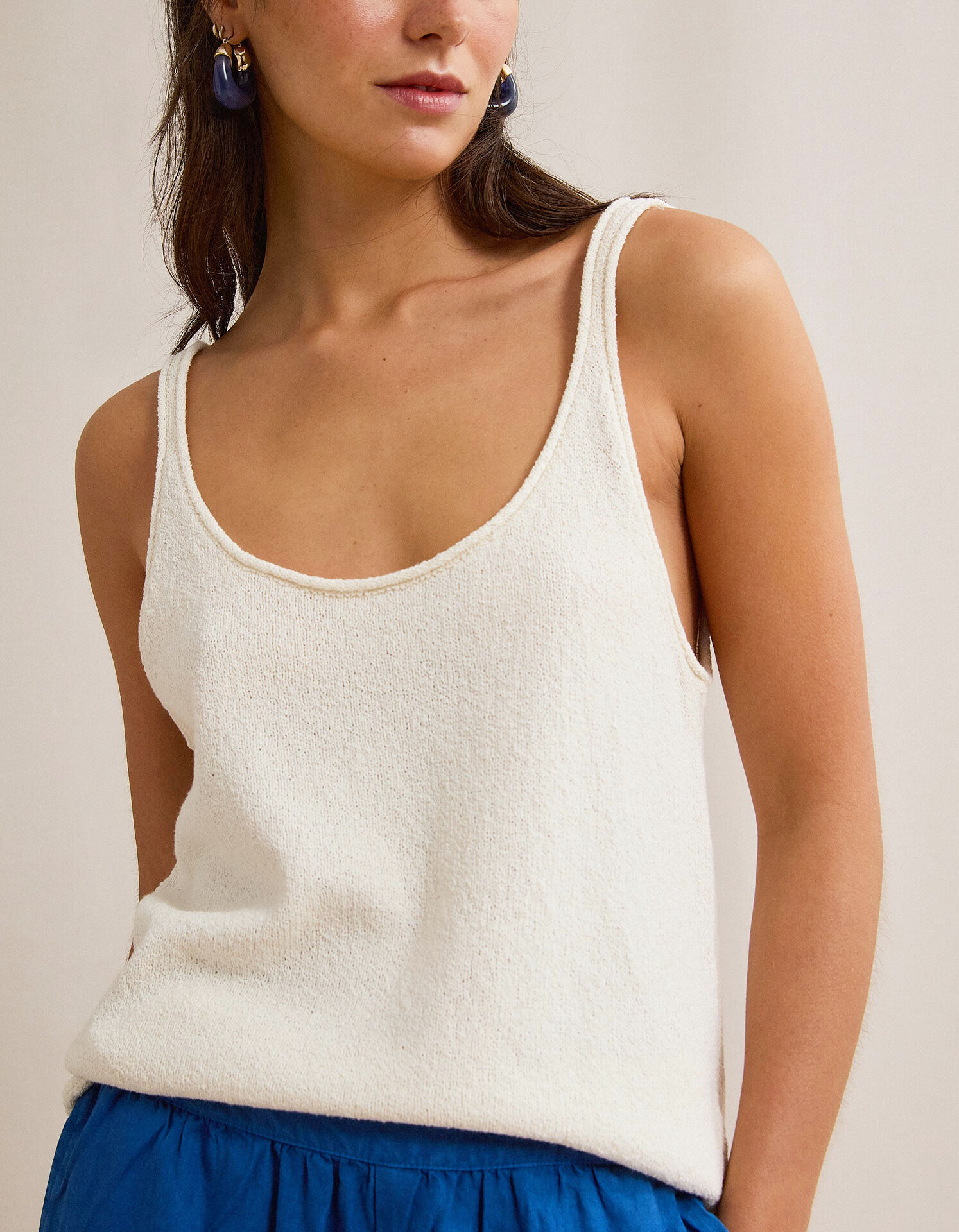 Comprar Online Top de Malha, Mulher, Bege Claro