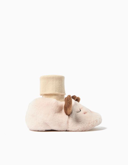 Comprar Online Chinelos de Natal com Meia, Menina, Bege