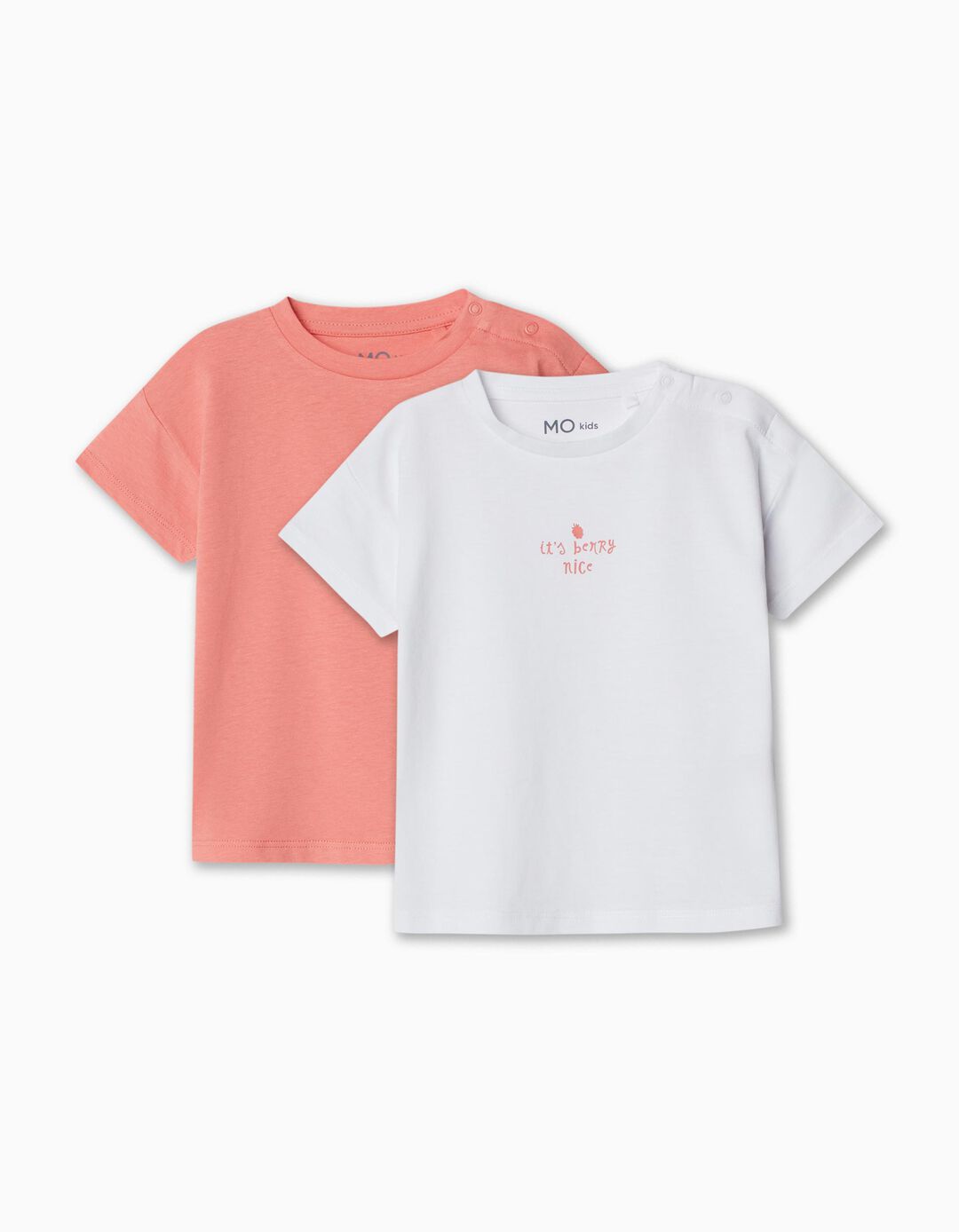 Pack 2 T-shirts, Bebé Menina, Rosa/Branco