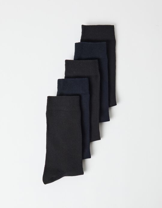 Comprar Online Pack 5 Pares de Meias Lisas, Homem, Azul Escuro