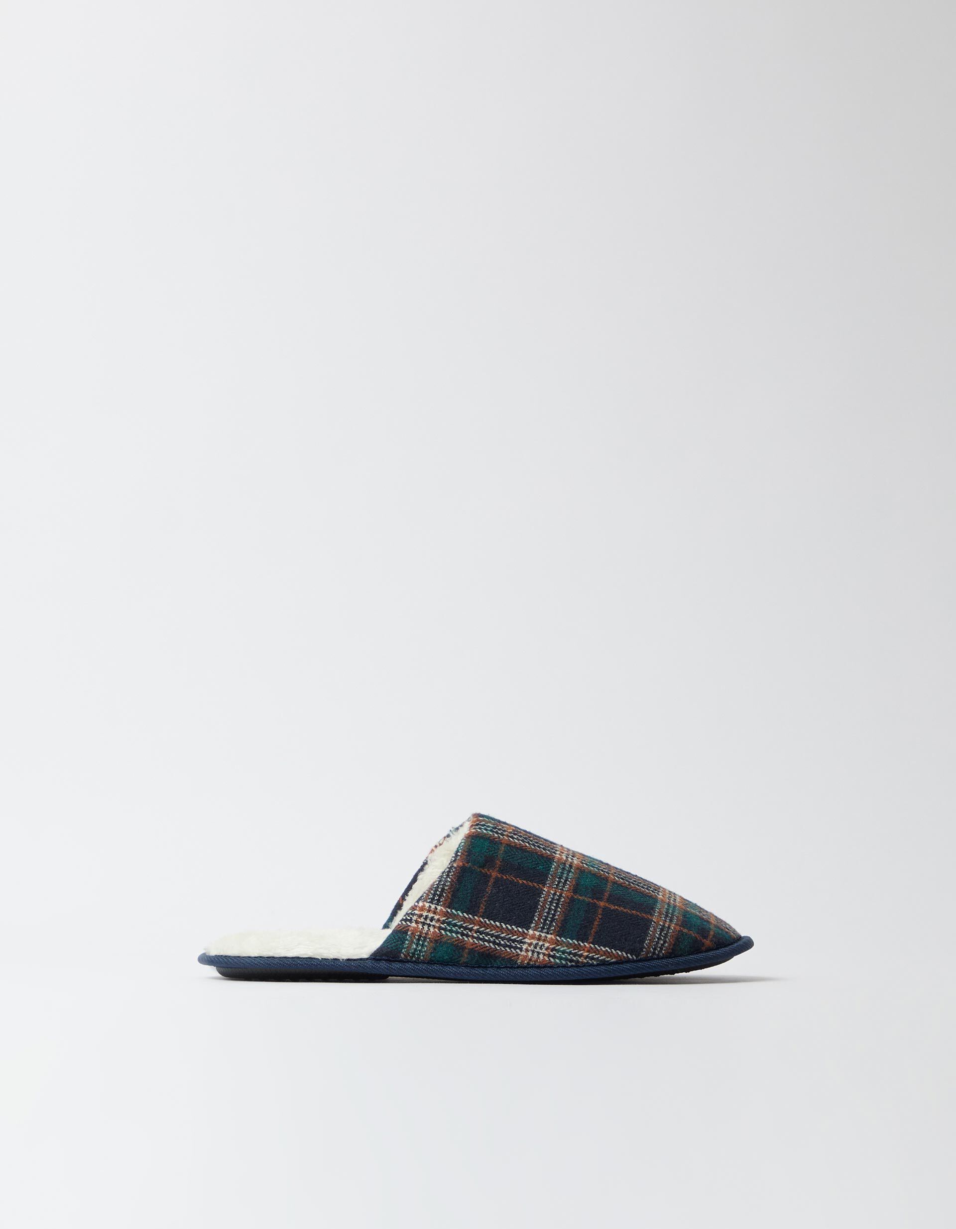Comprar Online Chinelos De Quarto Xadrez, Homem, Azul