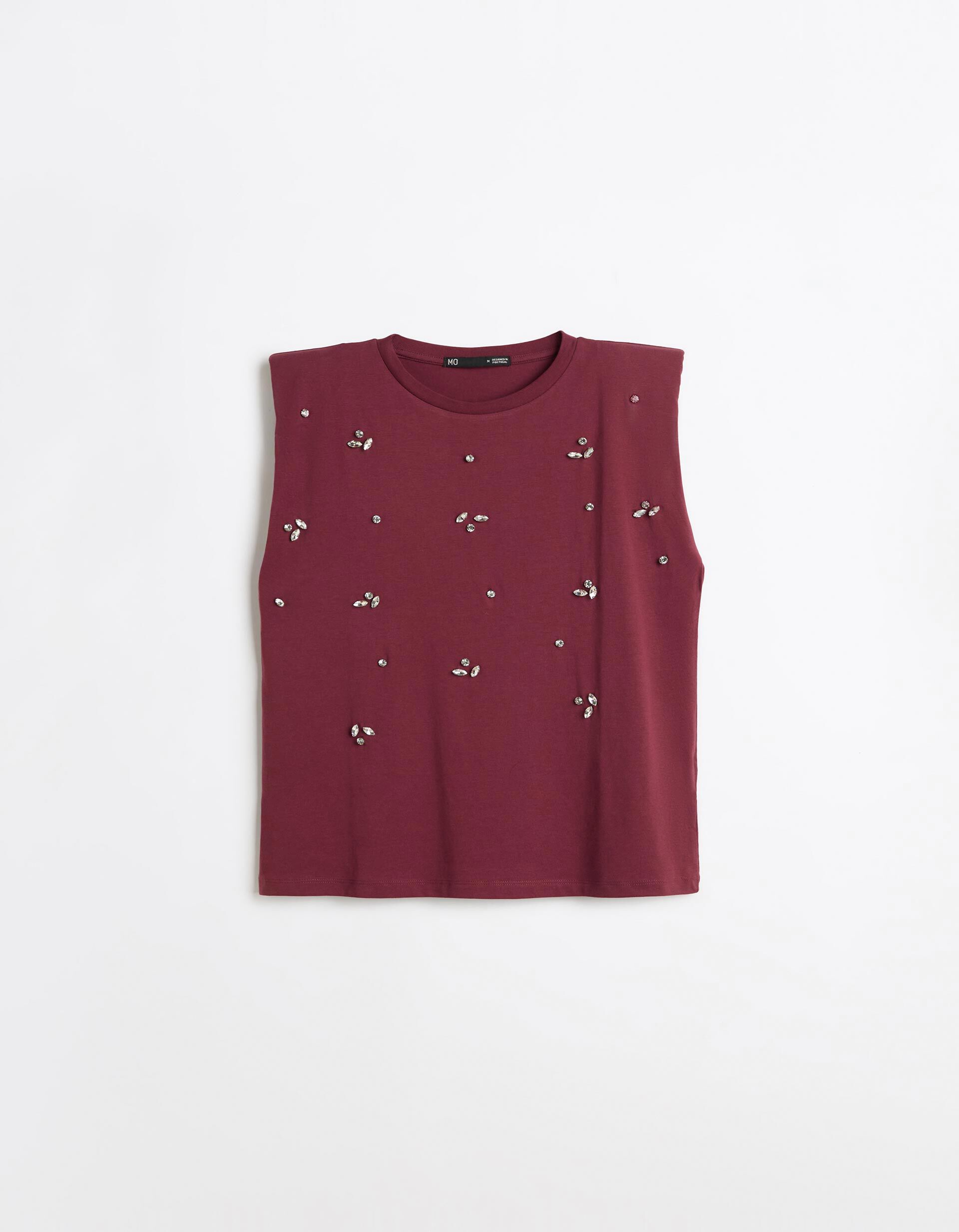 Comprar Online T-shirt Ombreiras Com Brilhos, Mulher, Vermelho Escuro 