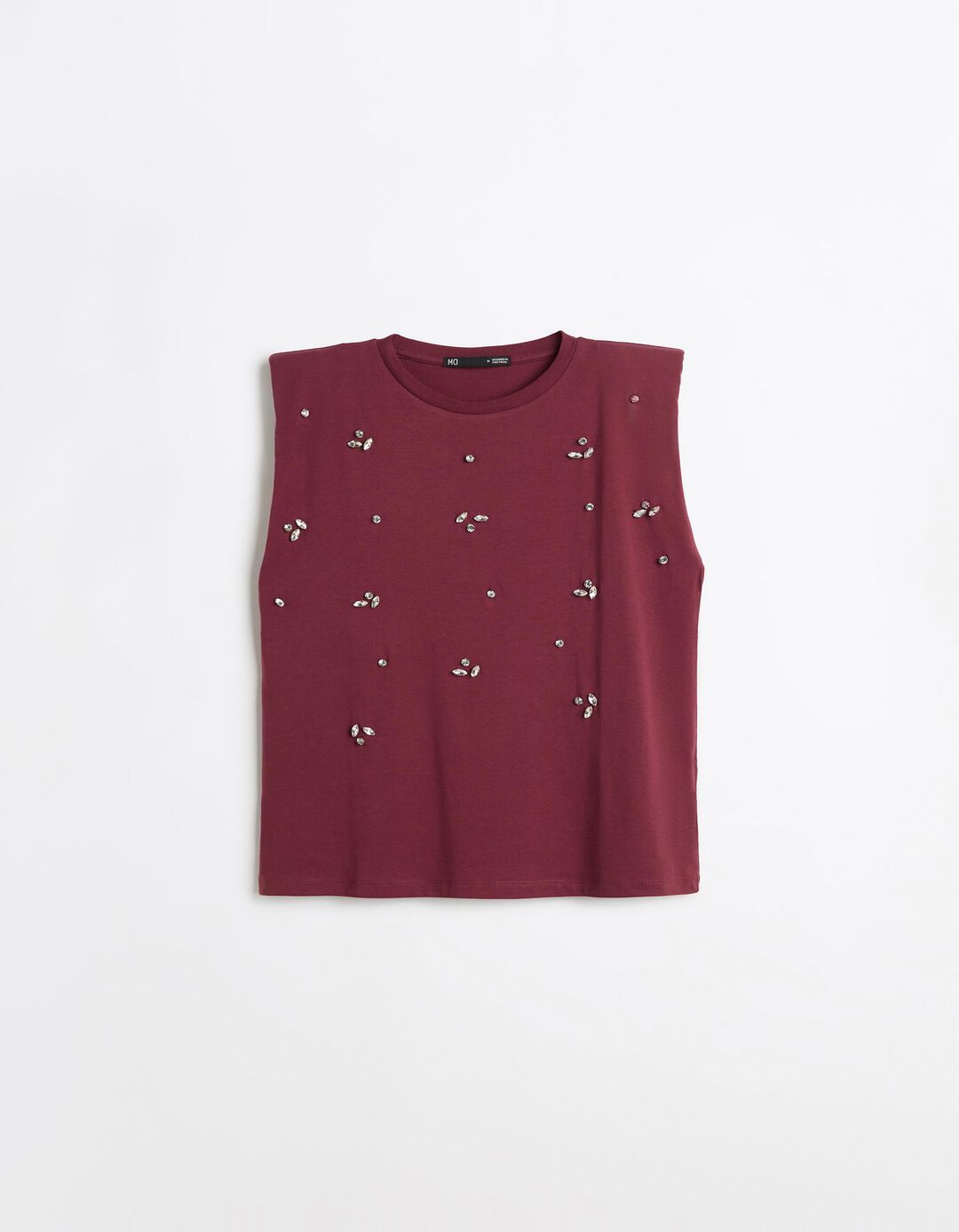 T-shirt Ombreiras Com Brilhos, Mulher, Vermelho Escuro 