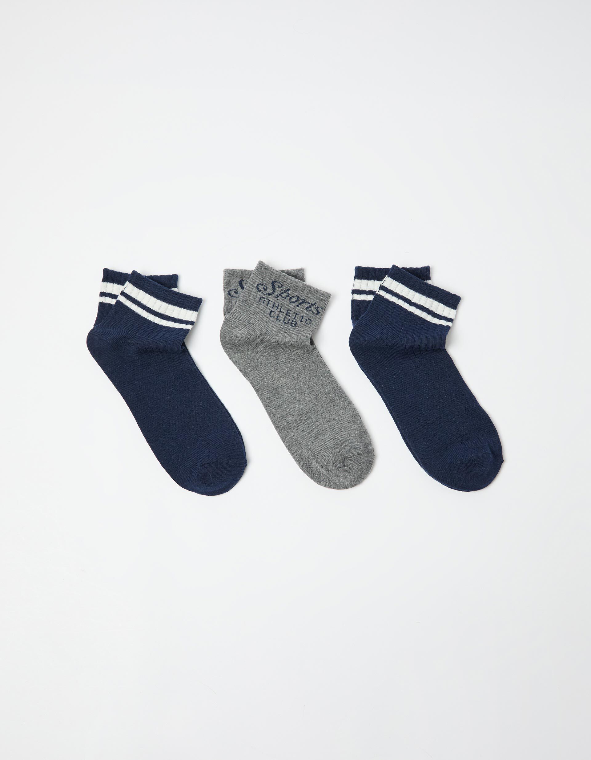 Comprar Online Pack 3 Pares de Meias Tornozelo, Homem, Azul Escuro