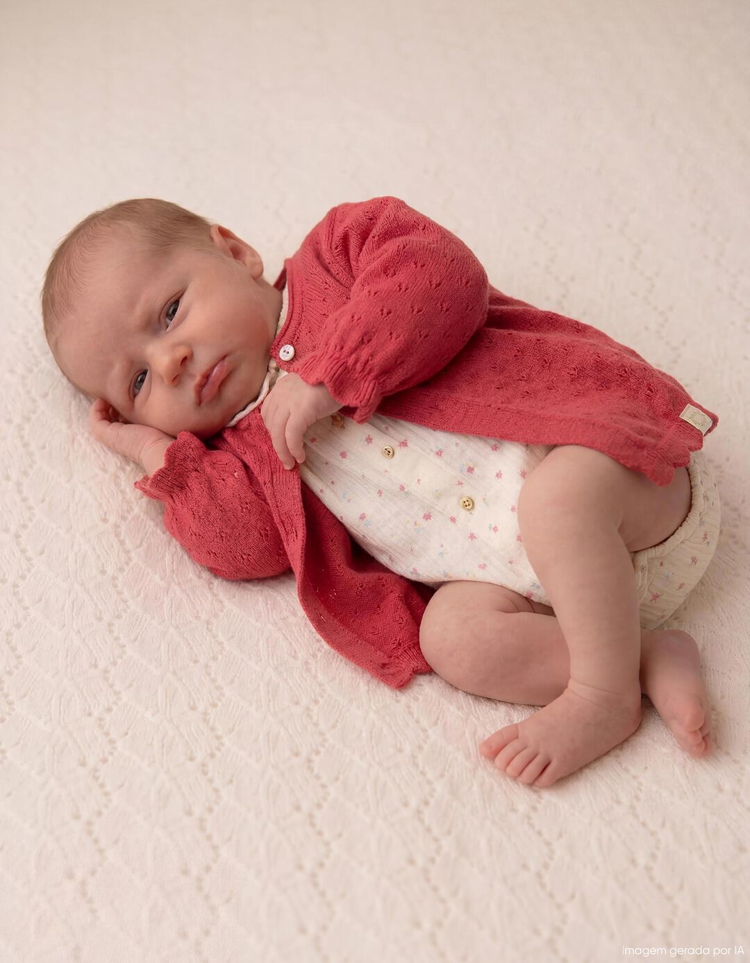Casaco de Malha, Rec&eacute;m-Nascido, Vermelho