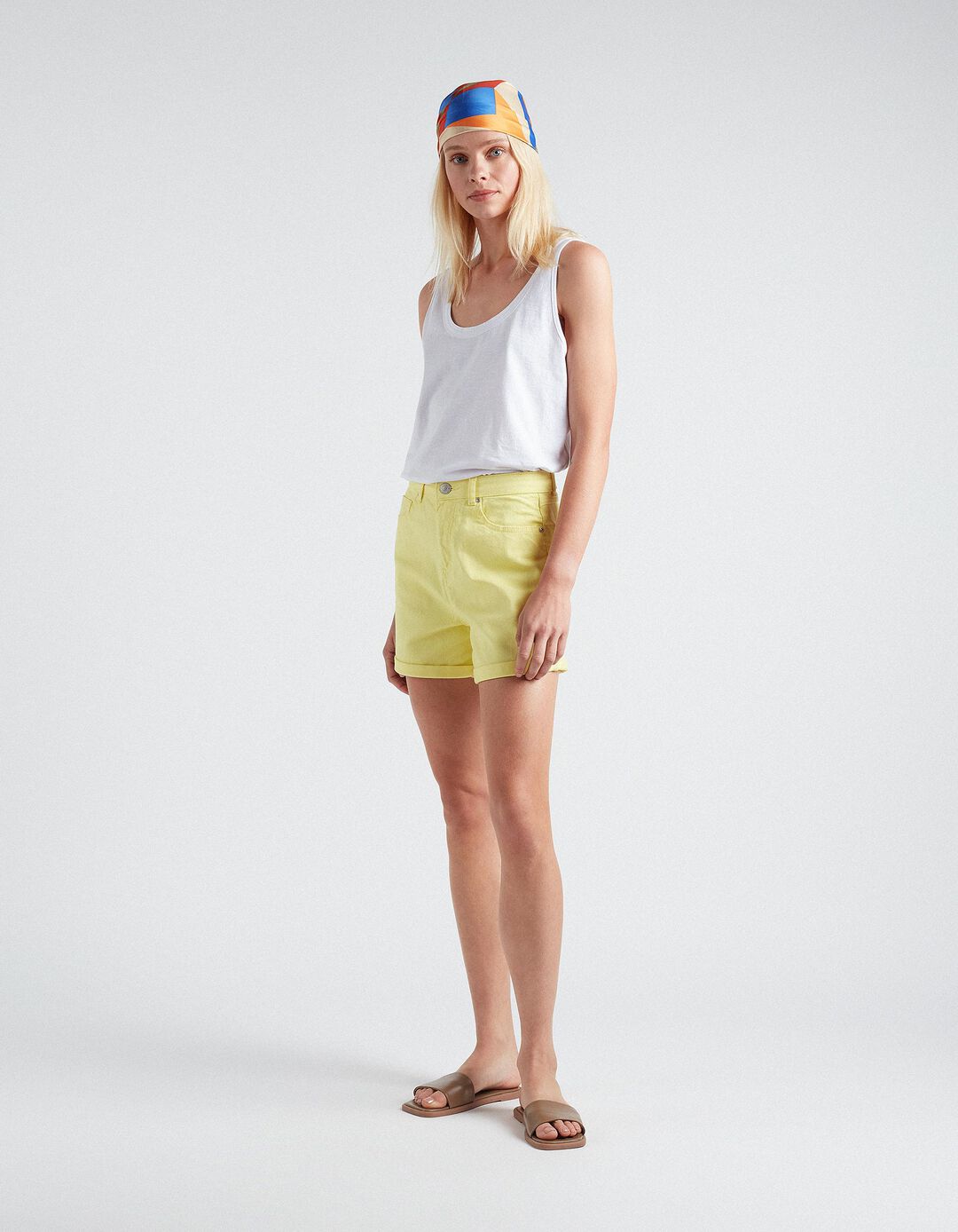 Basic Twill Shorts, Women, Yellow