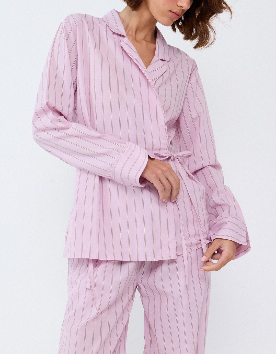 Pijama Camiseiro &Agrave;s Riscas, Mulher, Rosa Claro