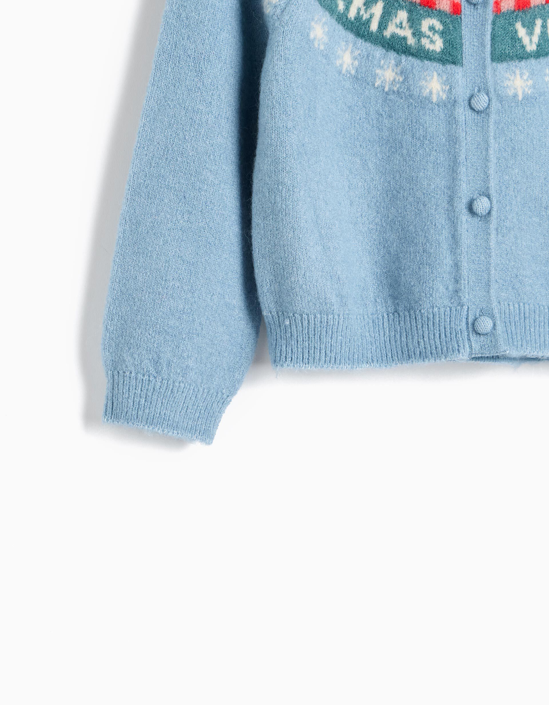 Comprar Online Casaco De Malha De Natal, Menina, Azul Claro