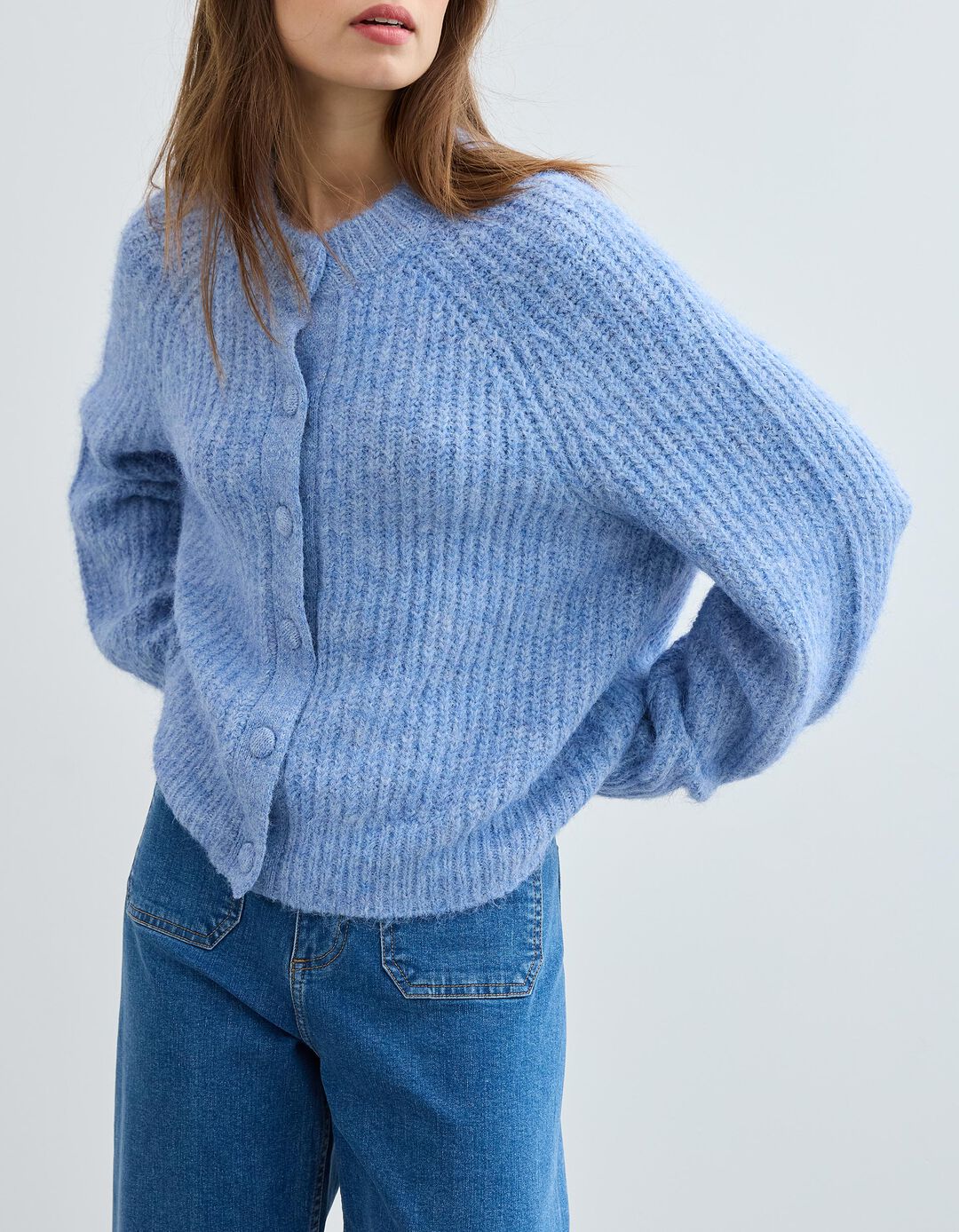 Casaco de Malha, Mulher, Azul Claro