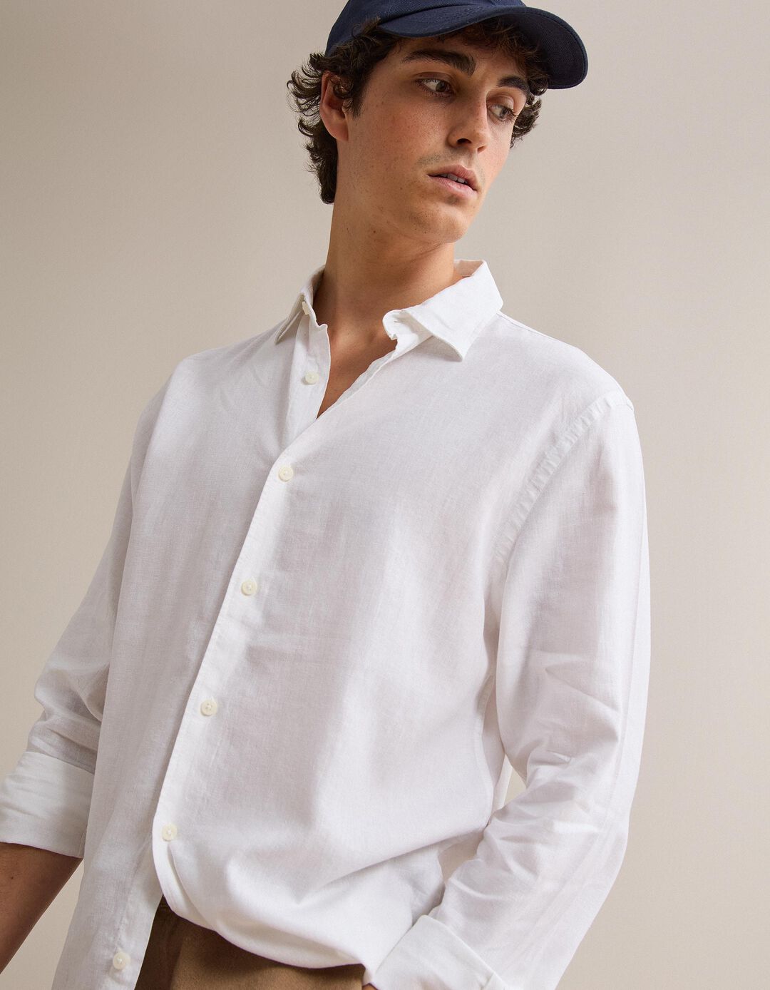 Camisa com Linho, Homem, Branco