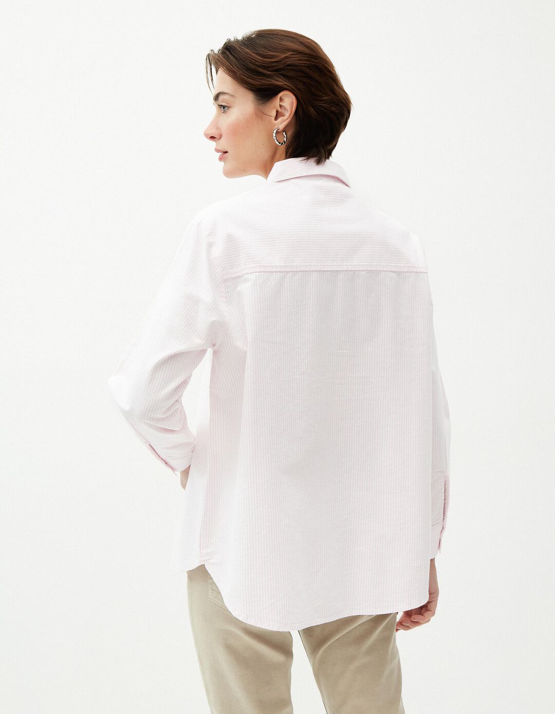 Camisa de Manga Comprida Oxford, Mulher, Rosa
