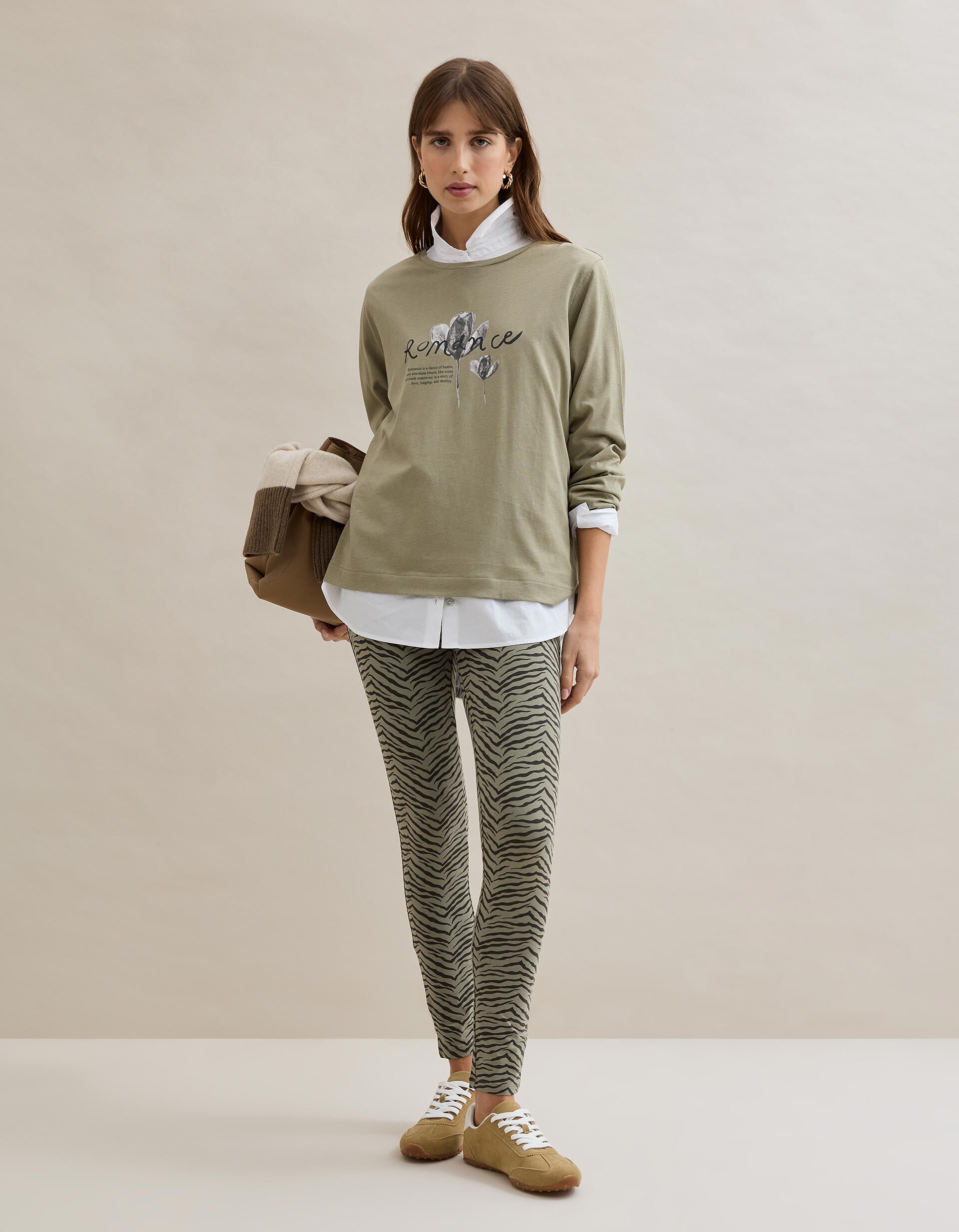 T-shirt Manga Comprida, Mulher, Verde