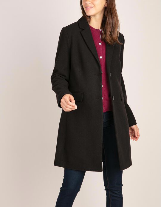 Sobretudo comprido com lapelas