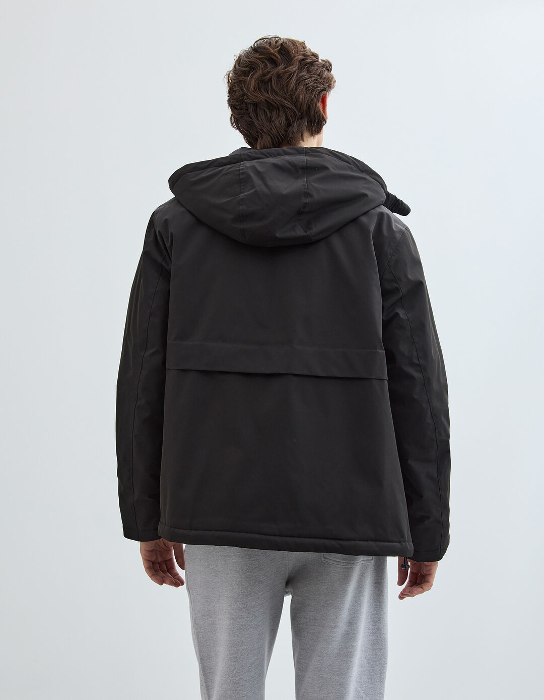 Parka com Capuz, Homem, Preto