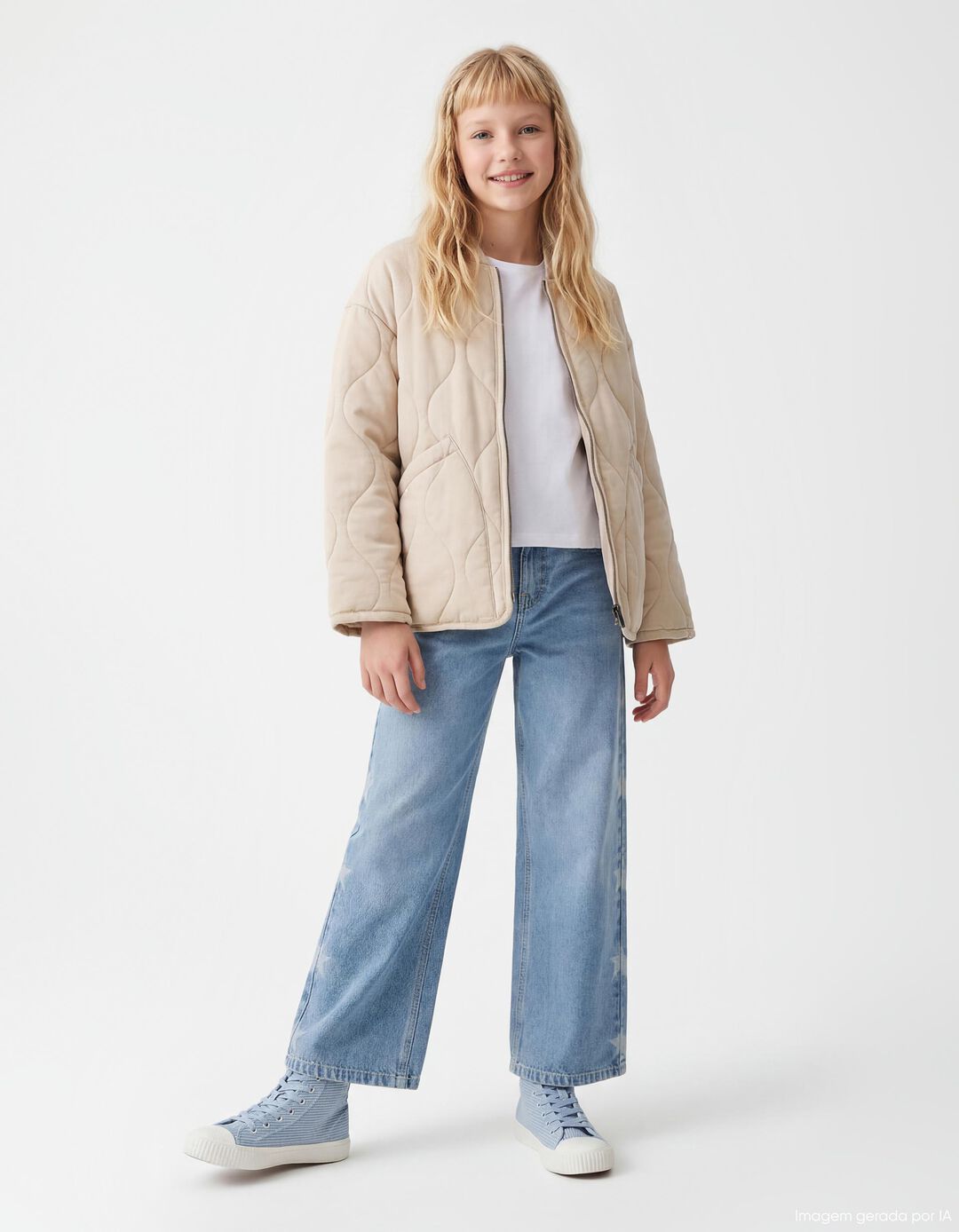 Casaco Acolchoado, Menina, Bege
