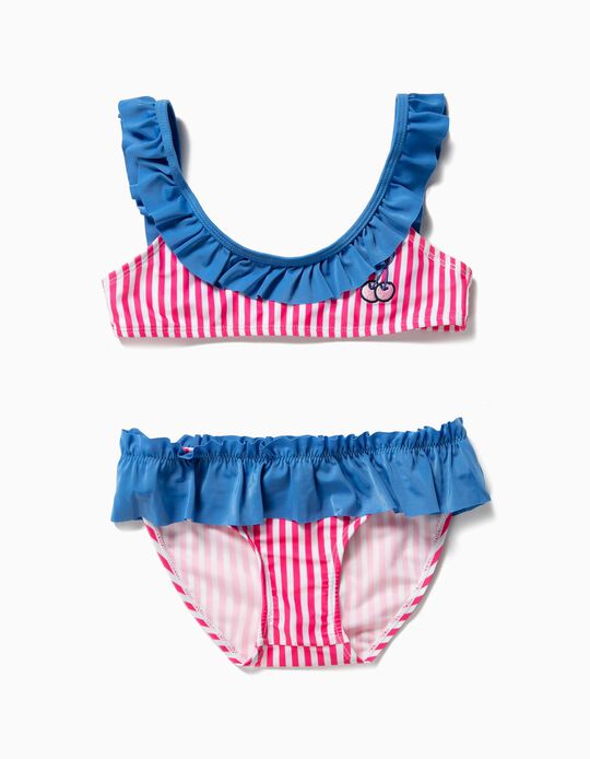 Biqu&iacute;ni para Menina 'Cherries', Rosa e Azul