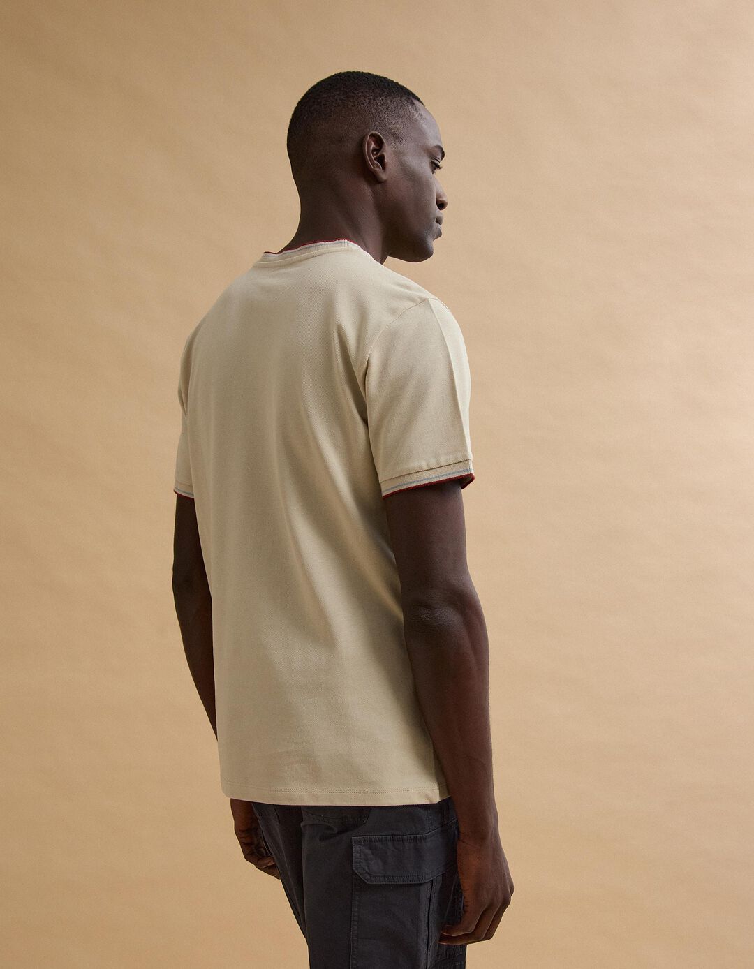 T-shirt Piquet, Homem, Bege Claro