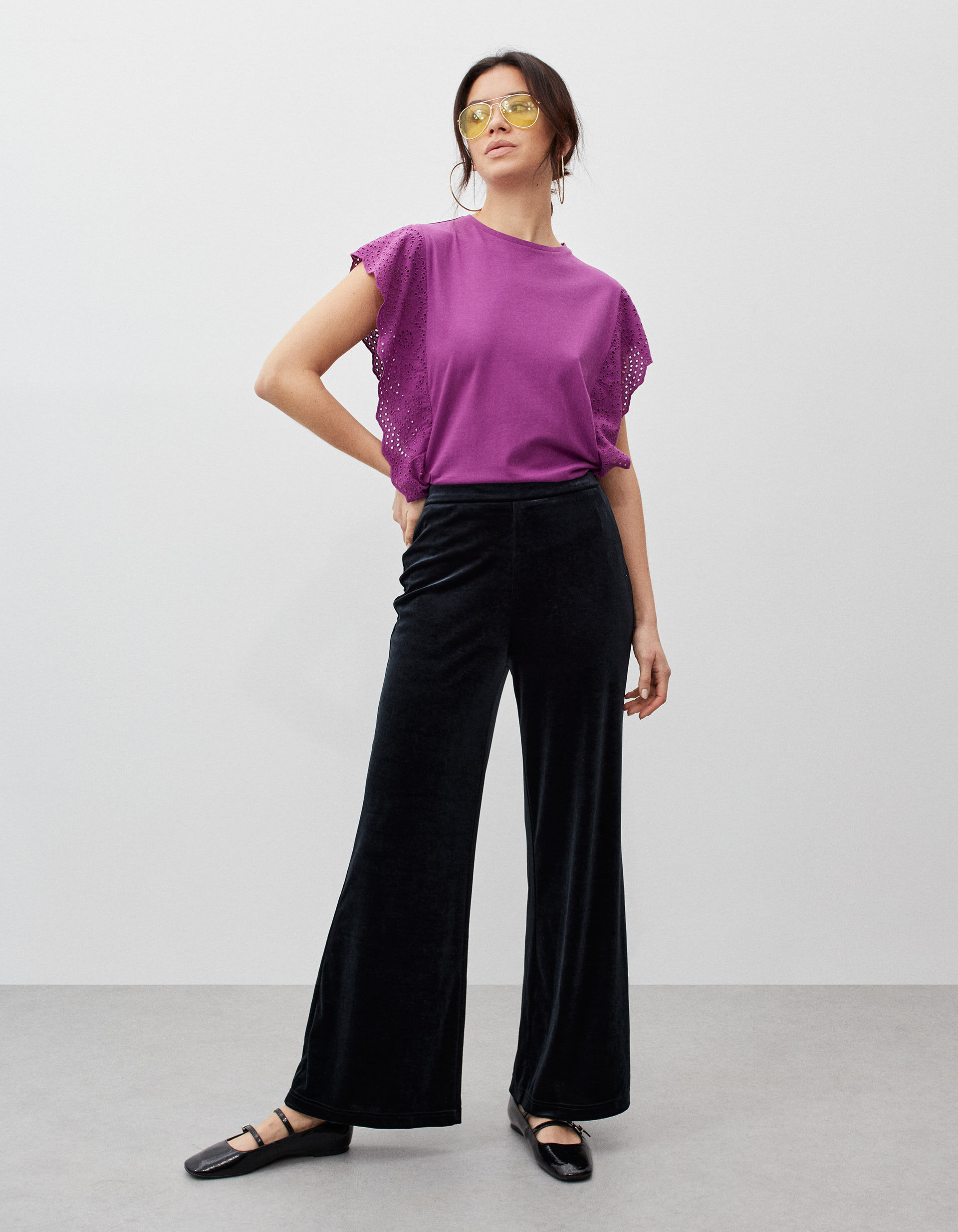 Comprar Online English Embroidered T-shirt, Woman, Dark Purple