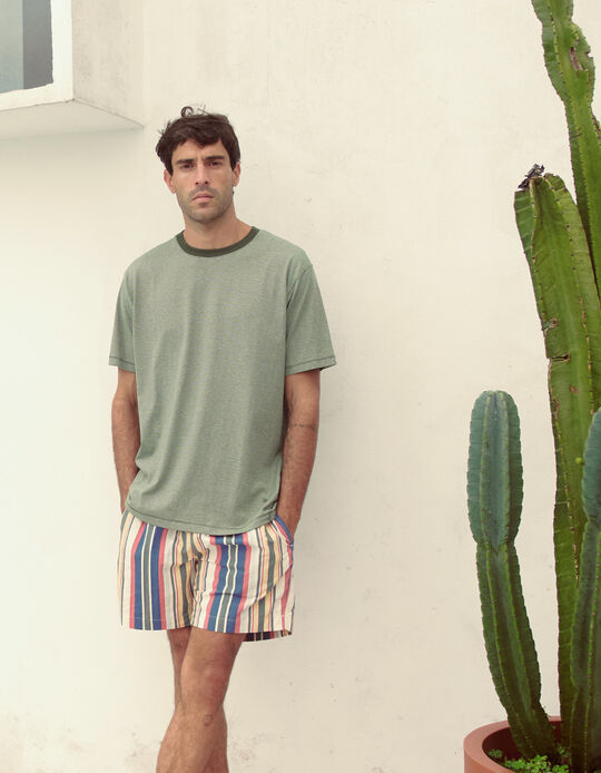 Comprar Online T-shirt Riscas, Homem, Verde Escuro