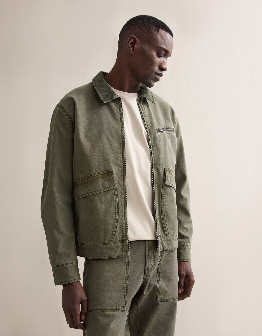 Casaco Canvas, Homem, Verde Escuro